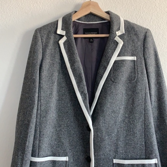NWOT Banana Republic | Jacket tweed grey and white - Picture 3 of 13